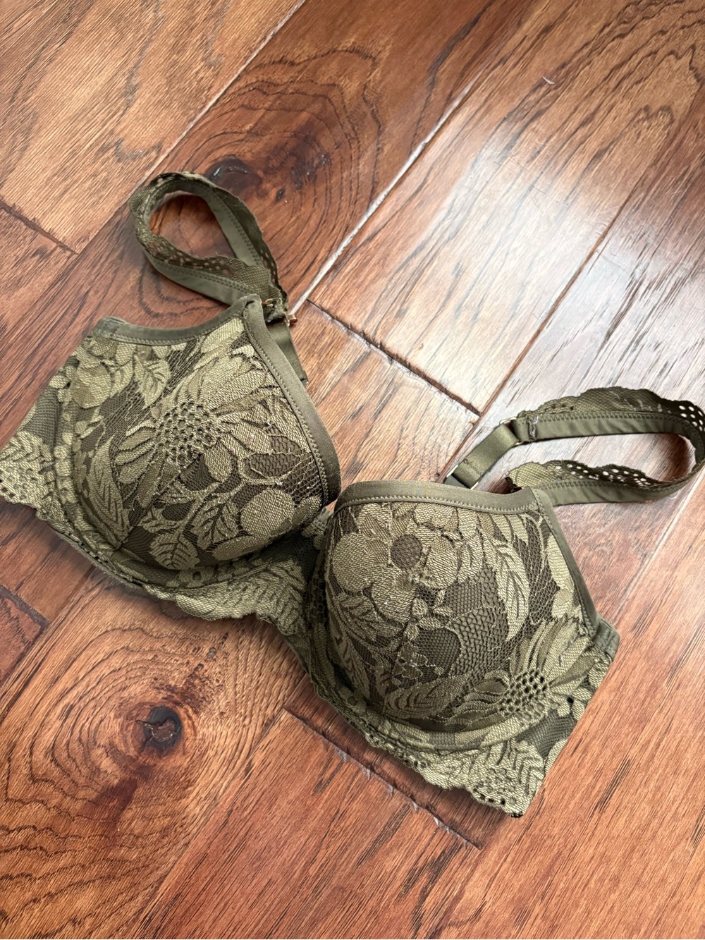 aerie Olive Floral Lace Underwire Bra 34DD
